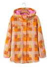 Women's Warm Bright Checkered Sherpa Hooded Jacket