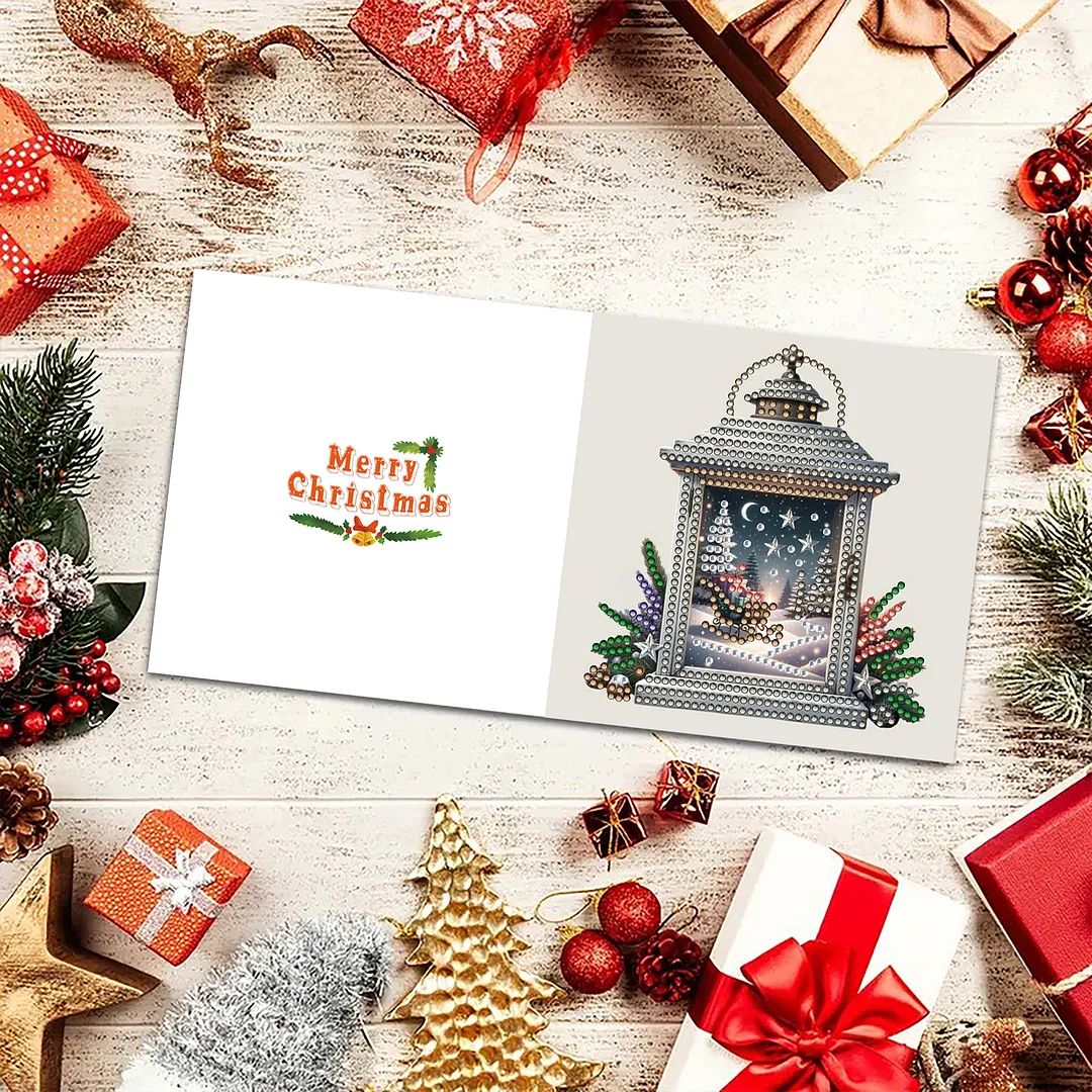 12Pcs Xmas Dog DIY Diamond Painting Greeting Cards for Adult Holiday Gifts