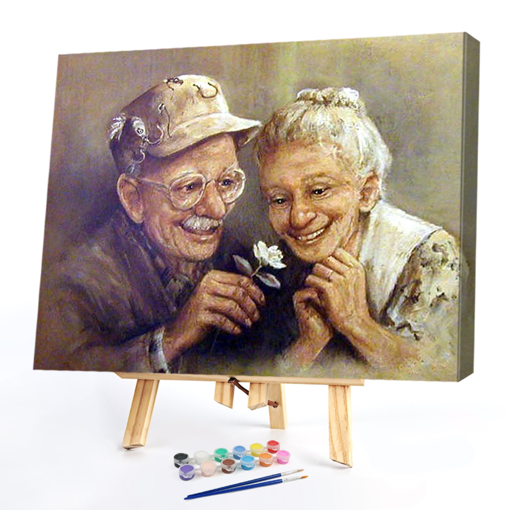 

50*40CM - Paint By Numbers - Elder Couple, 501 Original