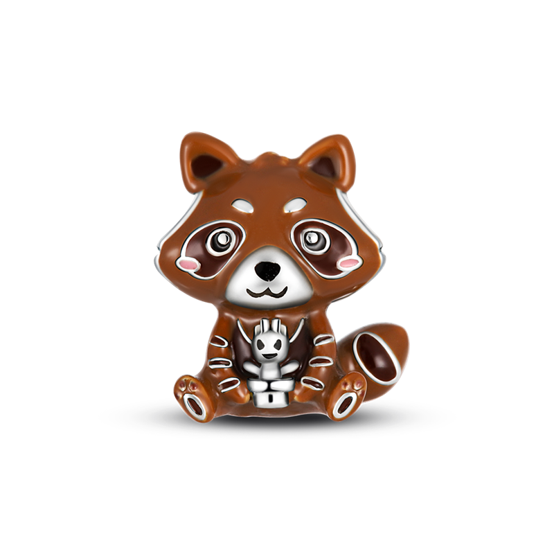 925 Silver Rocket Raccoon Tree Man Grut Pendant Clear CZ Charm fit Charm Bracelet DIY Jewelry KTC127