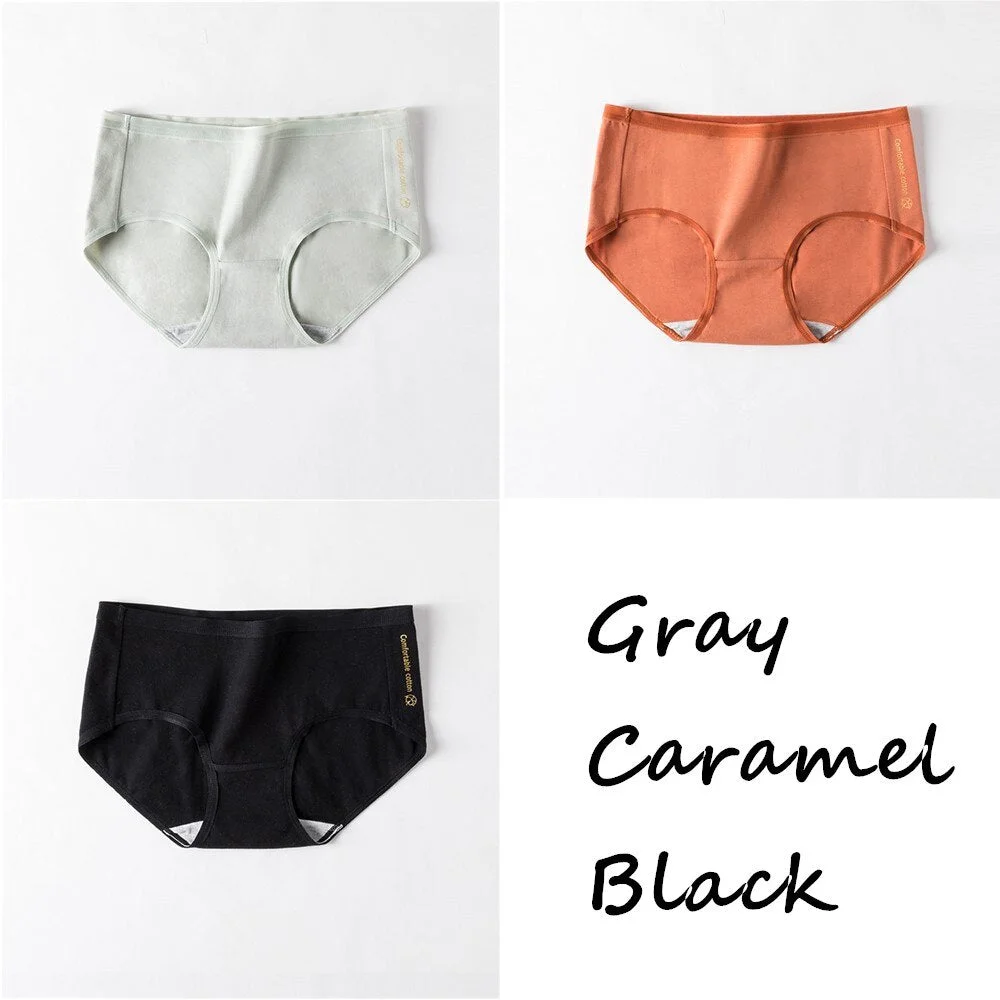 3Pcs Women Panties Lady Soft Cotton Underwear Girls Breathable Seamless Mid Waist Briefs Women Cute Sexy Lingerie Intimates New