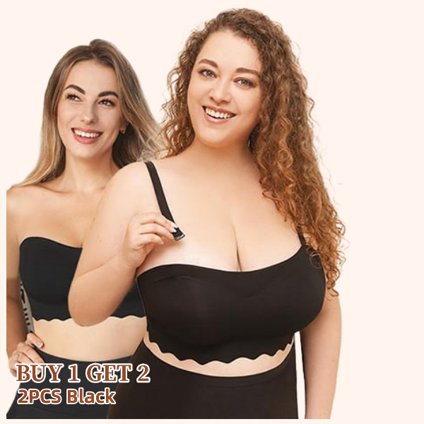 Fabulous One Plus Size Strapless Invisible Push Up Bra(BUY 1 GET 1 FREE)Beige+Black