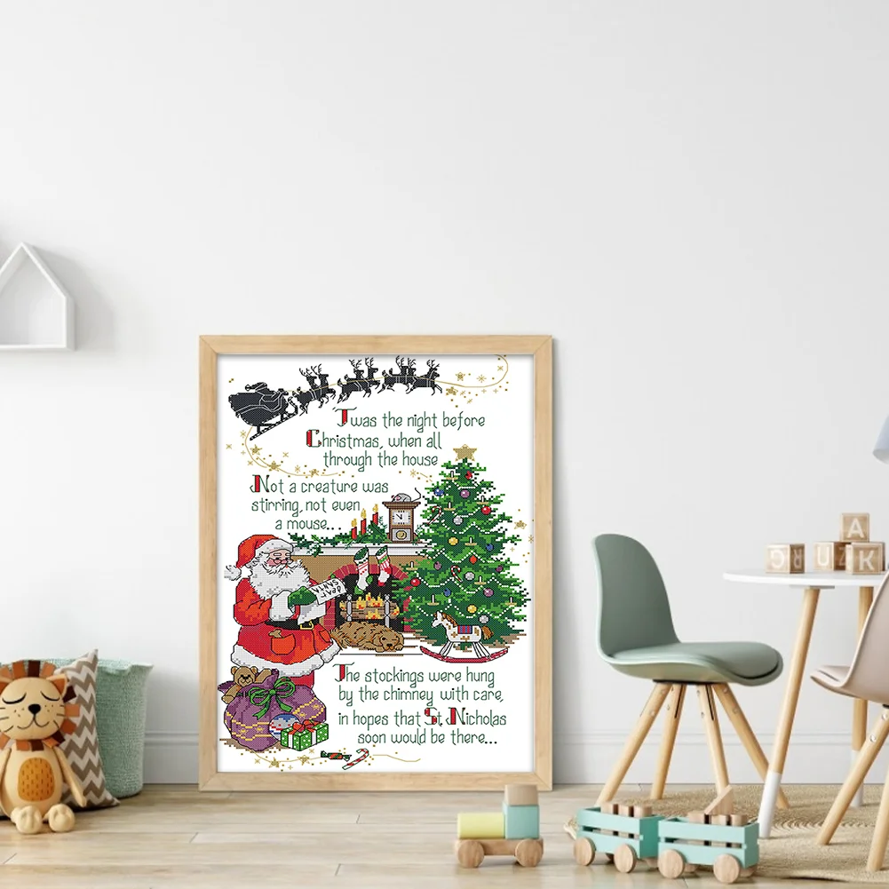 Partial Embroidery cotton Thread 14CT Printed Christmas Cross Stitch Kit