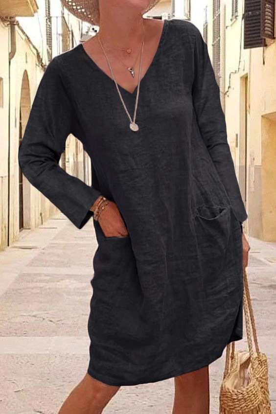 Summer Cotton Linen Women's Casual Loose Dress