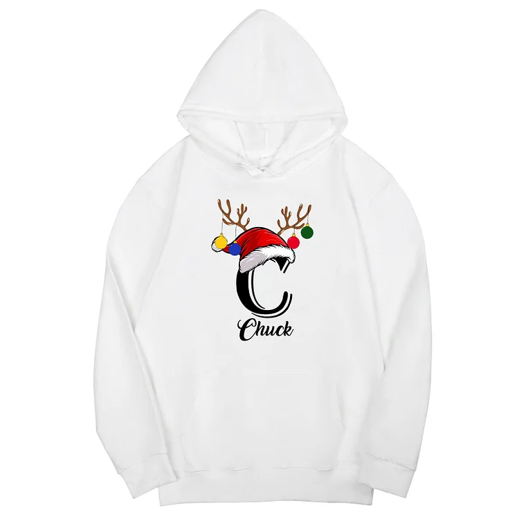 Navidad-Sudadera con capucha más espesa "Garro de Navidad" letra y nombre personalizados