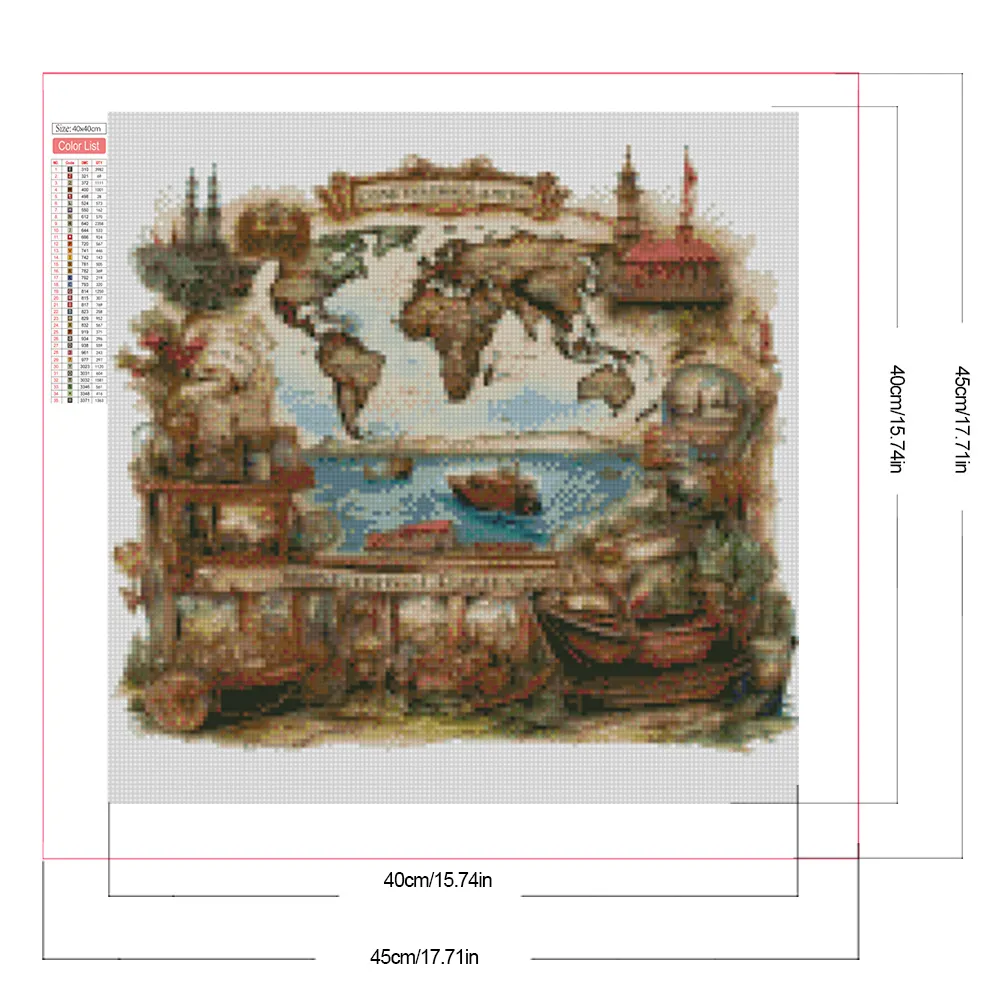 Partial AB Diamond Painting - Full Round Drill - Retro Fantasy House(Canvas|45*45cm)