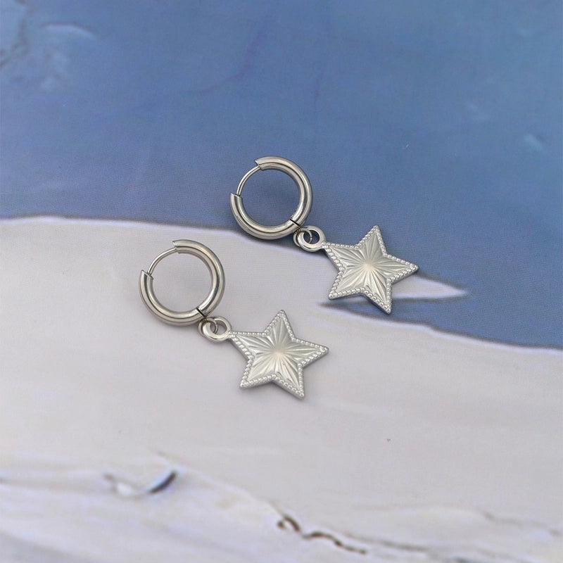 Elegant Pentagram 304 Stainless Steel 18K Gold Plated Plating Earrings Necklace Jewelry Set