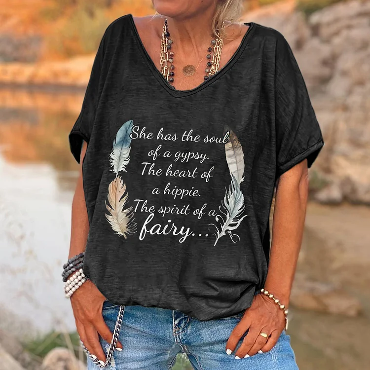 She Has The Soul Of A Gypsy Printed V-neck Women's T-shirt