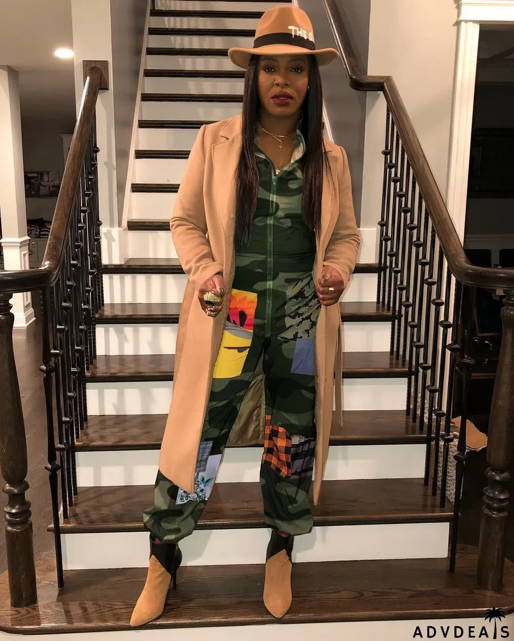 Fashion Casual Cute Positioning Print Zipper Jumpsuit