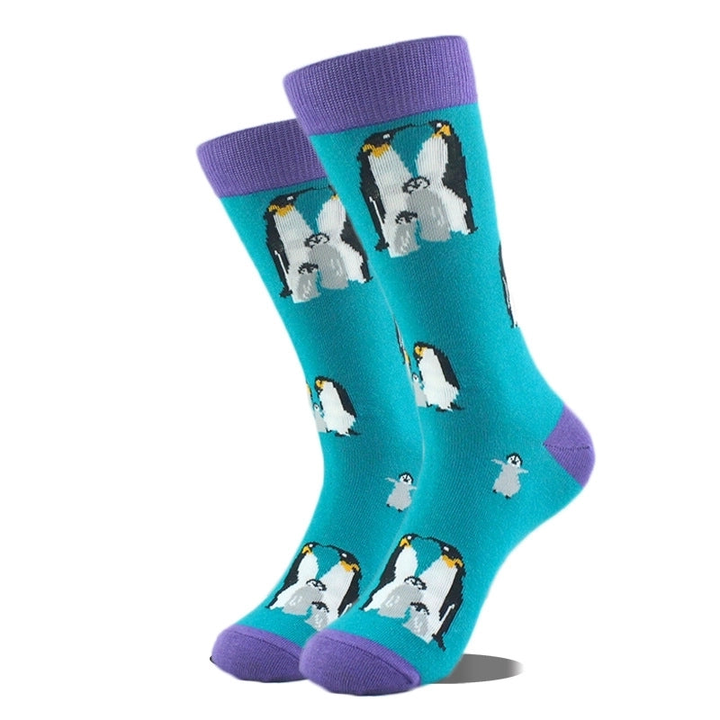 Unisex Cute Printing Animal Color Block Cotton Ankle Socks A Pair