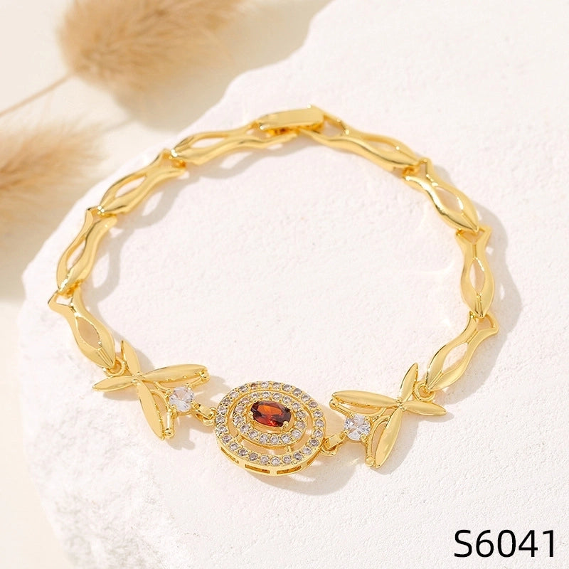 Minimalist Flower Copper Inlay Zircon Bracelets