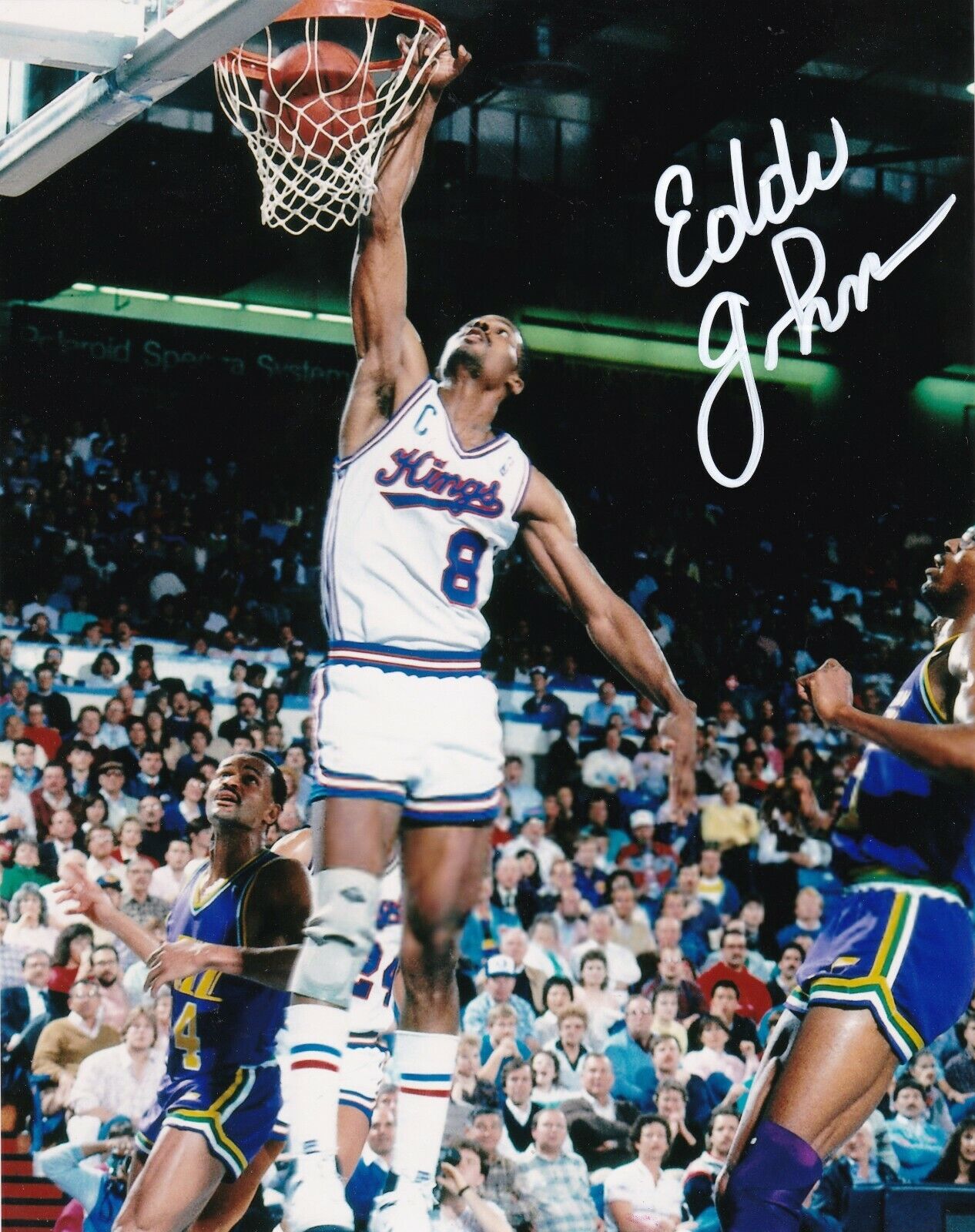 EDDIE JOHNSON SACRAMENTO KINGS ACTION SIGNED 8x10 Photo Poster painting