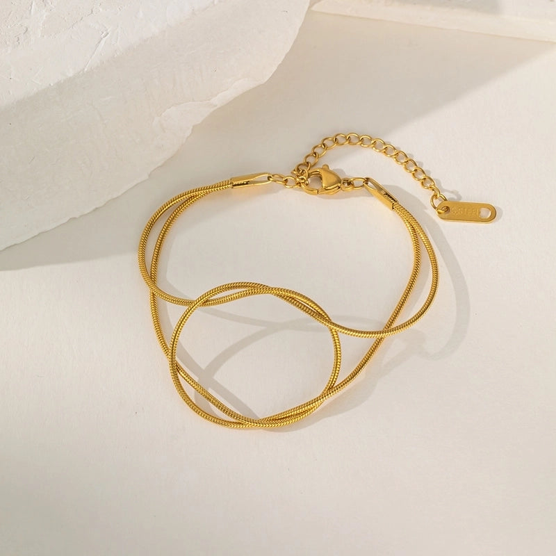 Casual Minimalist Eye Flower Butterfly Titanium Steel Zircon Bracelets In Bulk