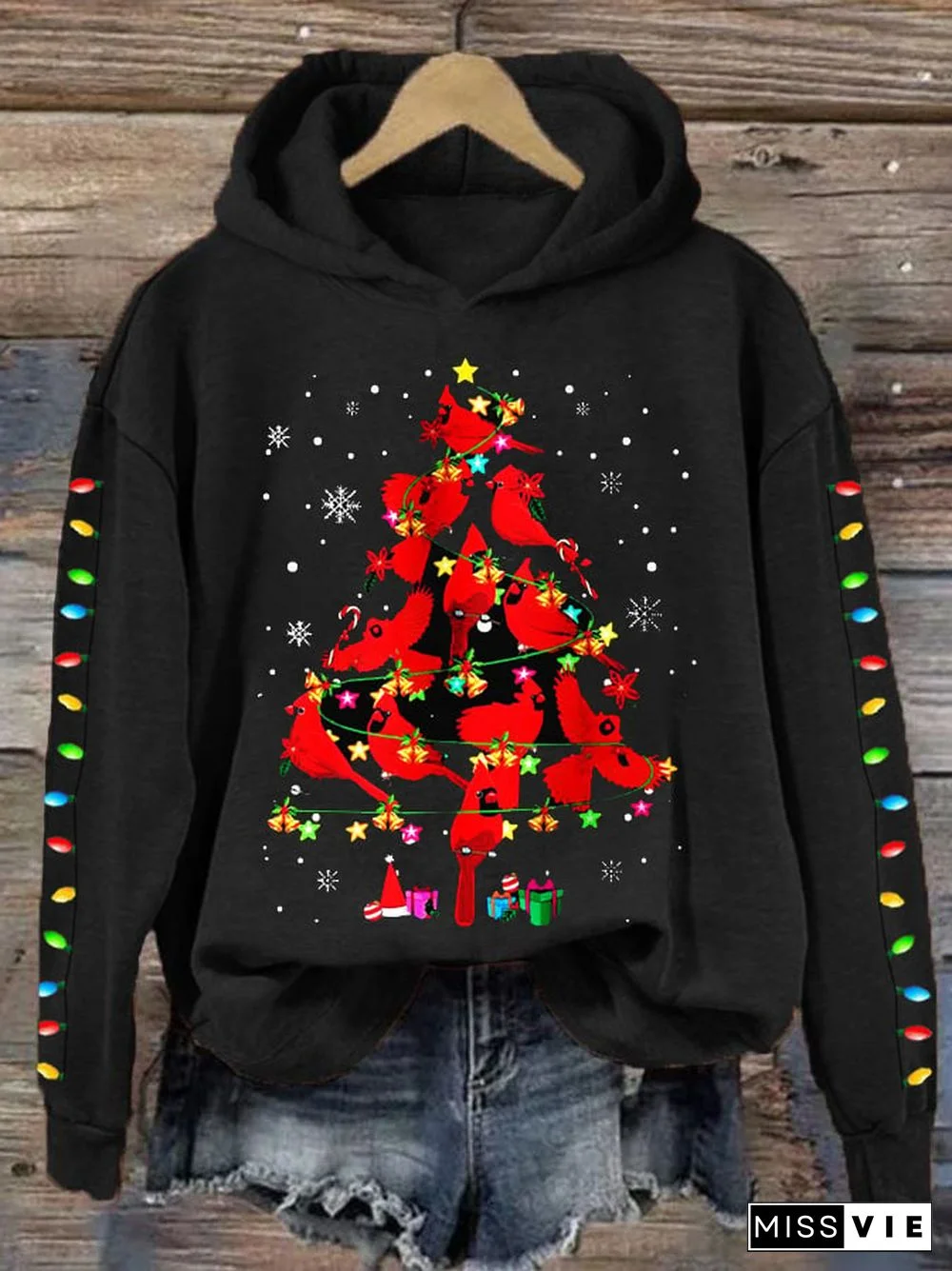 Women's Cardinal Christmas Tree Sweatshirt
