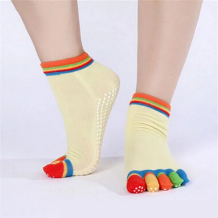 CUHAKCI Cotton Socks Five Fingers Multicolor Socks Yuga Skid Resistance Dots Pattern Printing Femme Dance Women's Toe Socks Girl
