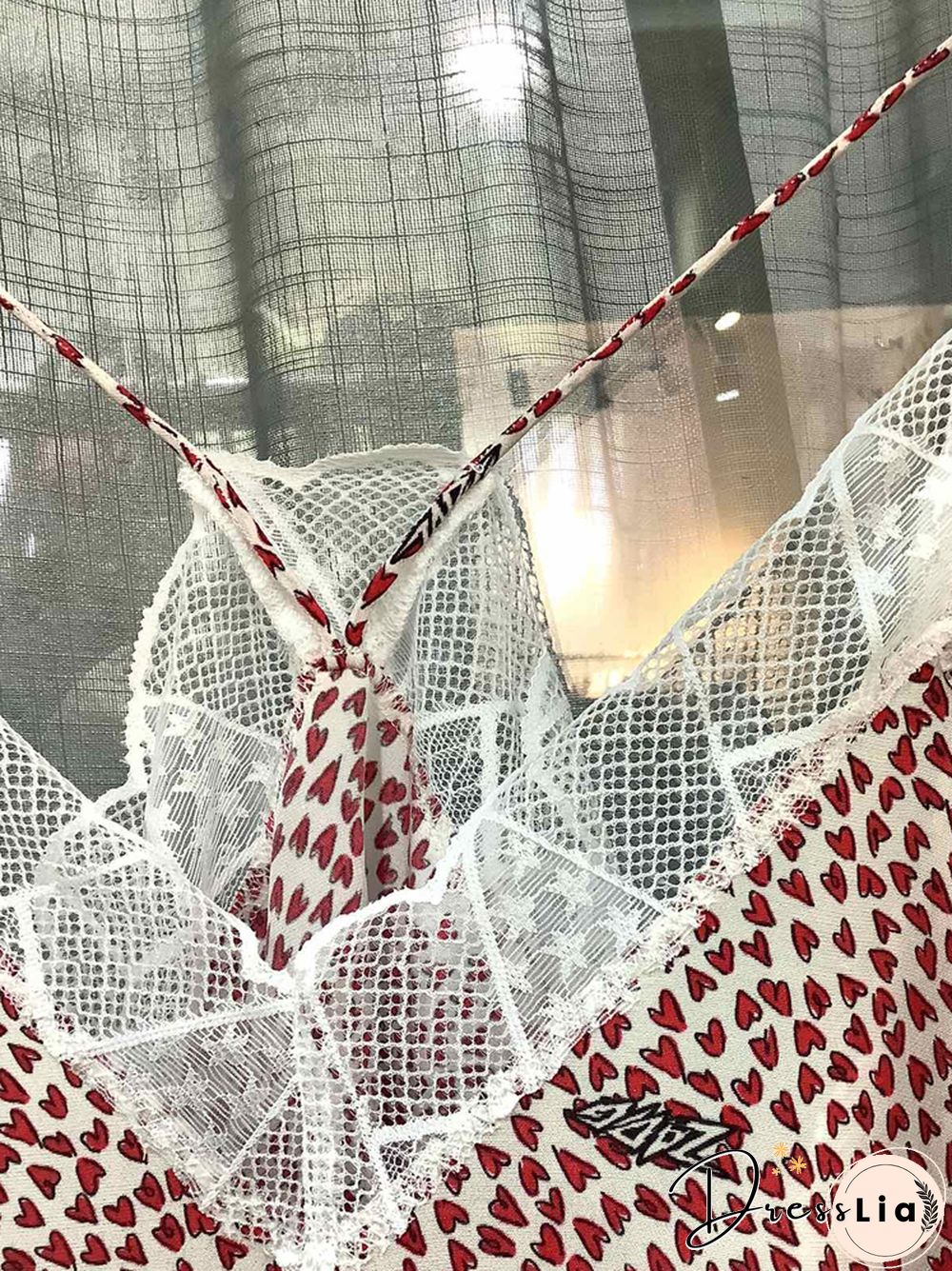 Silk Women New Style Romantic Neckline Exquisite Lace Stitching Letter Printing Girls Camis Vest