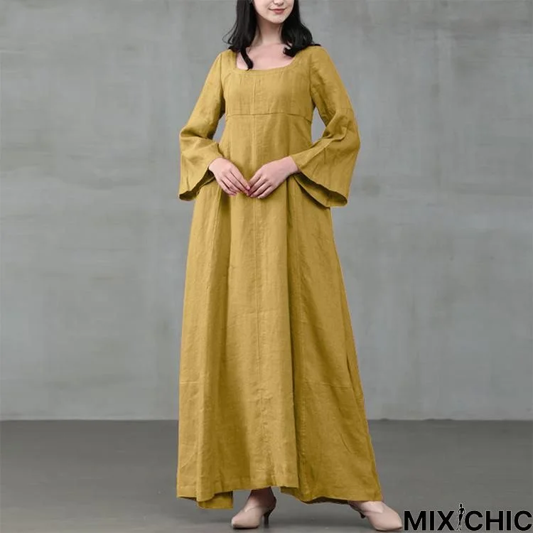 Retro Women's Dress with Large Pendulum Linen