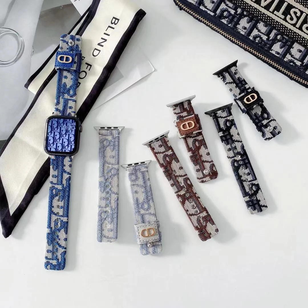 Leather Embroidered Apple Watch Band