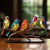 Ornements en Verre Teint&eacute; Oiseaux sur Branches