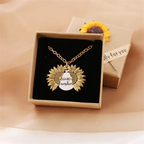 "You Are My Sunshine"Sunflower Necklace With Gift Box (Buy 2 Get Free Shipping）