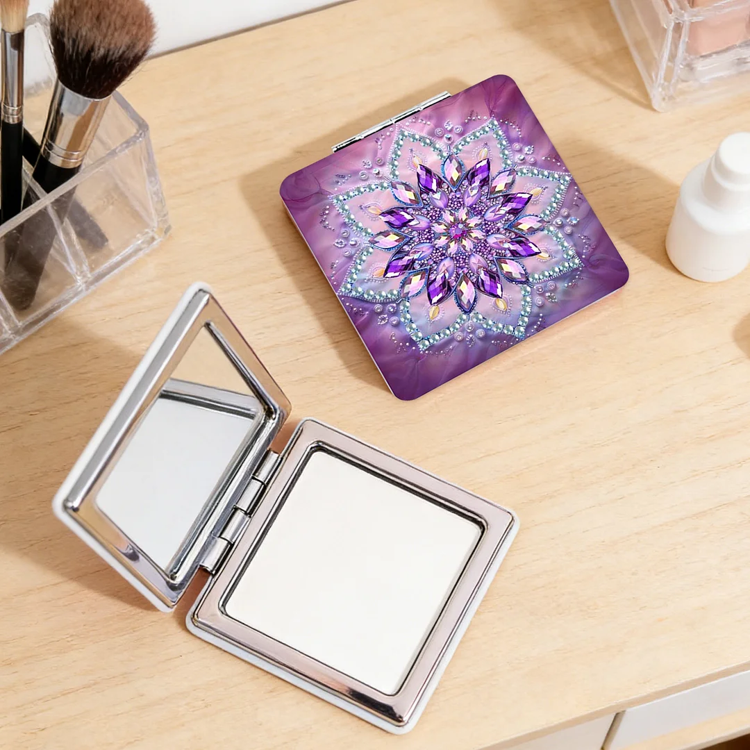 Mandala DIY Special Shaped Diamond Painting Compact Mirror Kits Diamond Art Painting Pocket Mirror for Beginners Adults Art Craft Woman Gifts