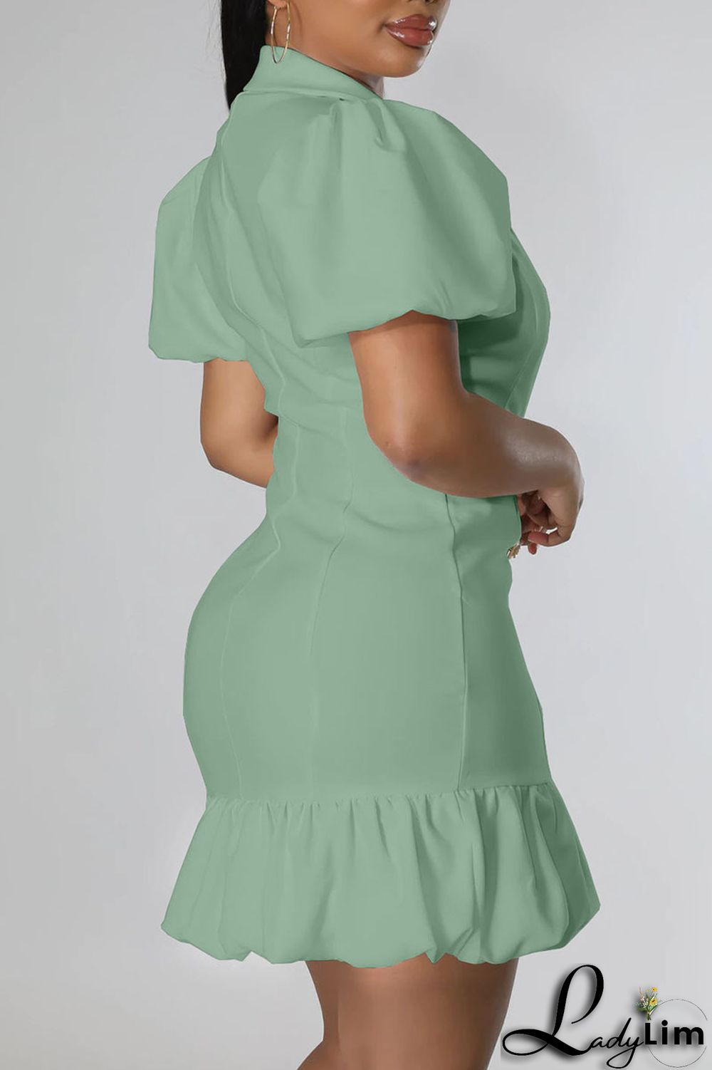 Rose Red Casual Sweet Solid Patchwork Buckle Flounce V Neck Straight Dresses