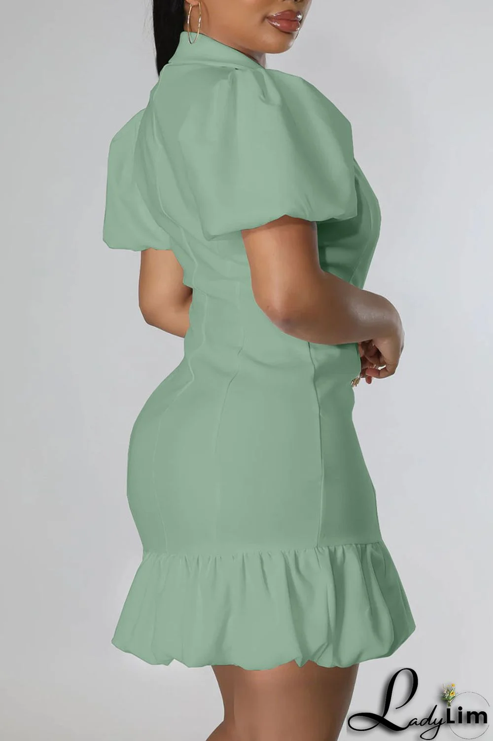 Rose Red Casual Sweet Solid Patchwork Buckle Flounce V Neck Straight Dresses