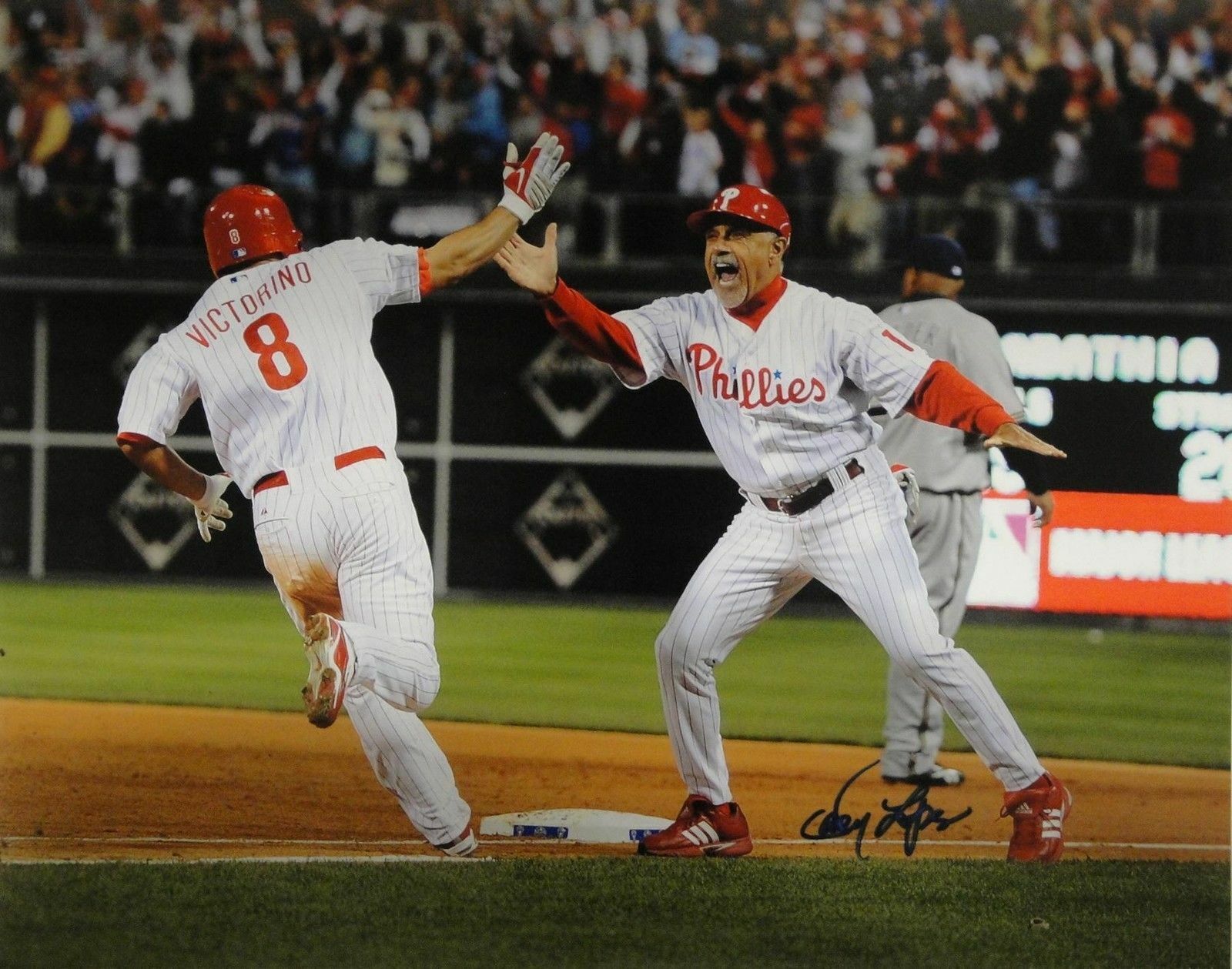 Davey Lopes Signed Autographed 16x20 Photo Poster paintinggraph Philadelphia Phillies Champs COA