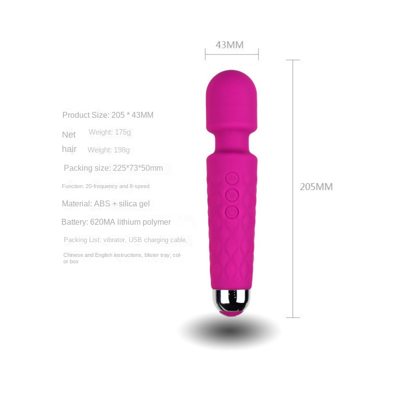 Silicone Vibrator Wand Massager with 20 Intense Frequency Modes