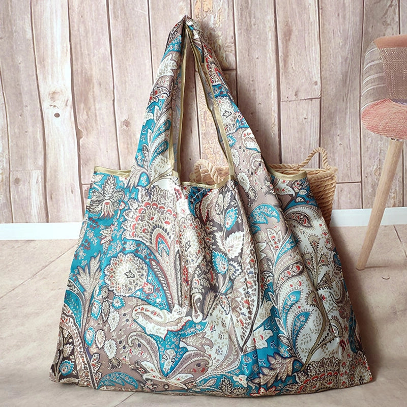 Spot Japanese Printed Environmental Bag Large 210T Supermarket Folding Shopping Bag Thickened Tote Bag Shopping Bag