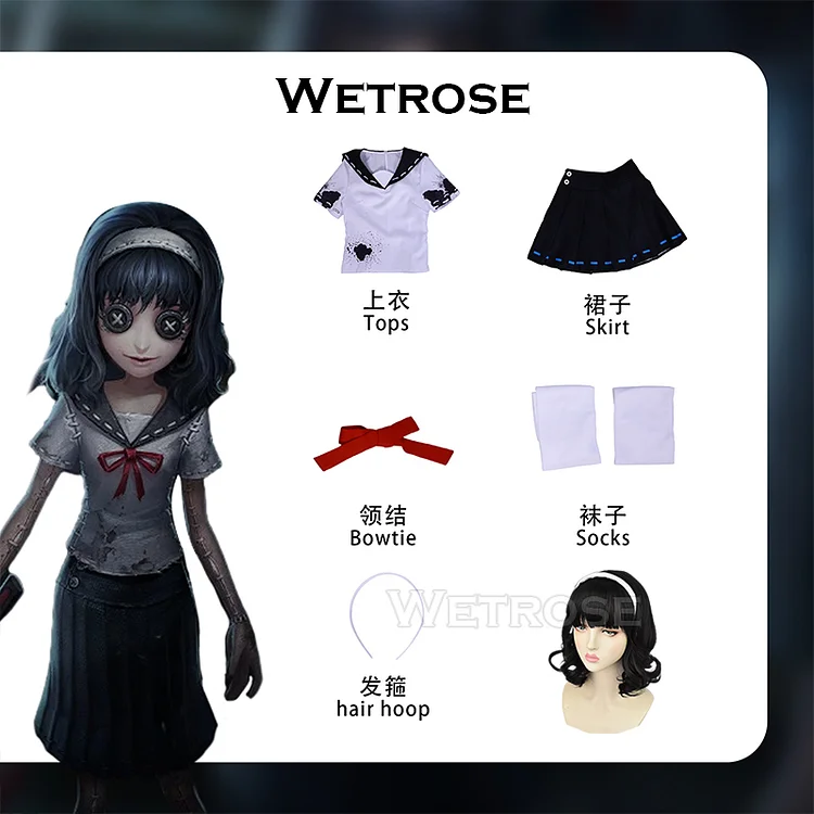 【Wetrose】Tomie Kawakami Follower Identity V Dream Witch Cosplay Costume Yidhra JK Uniform Wig Full Set