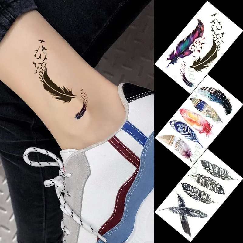 Waterproof Temporary Tattoo Sticker mandala henna bird feather body art tatto flash tatoo fake tattoos for girl women men 4