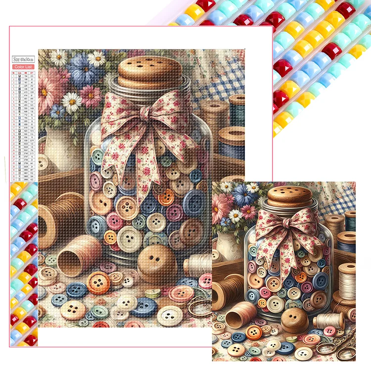 Sewing Buttons 40*50CM (Canvas) Full Square Drill Diamond Painting gbfke