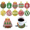 10Pcs Diamond Painting Wooden Christmas Ball Coaster Diamond Art Kit w/ Holder No-Slip Decor