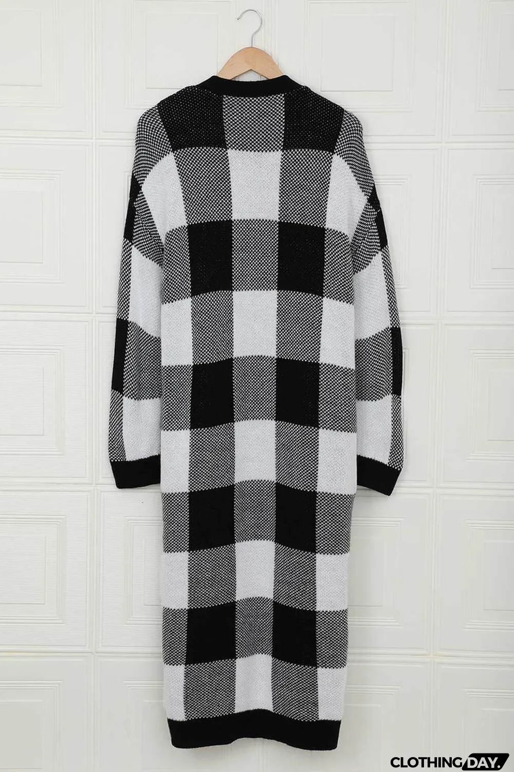 Board Games Pocketed Checkered Cardigan
