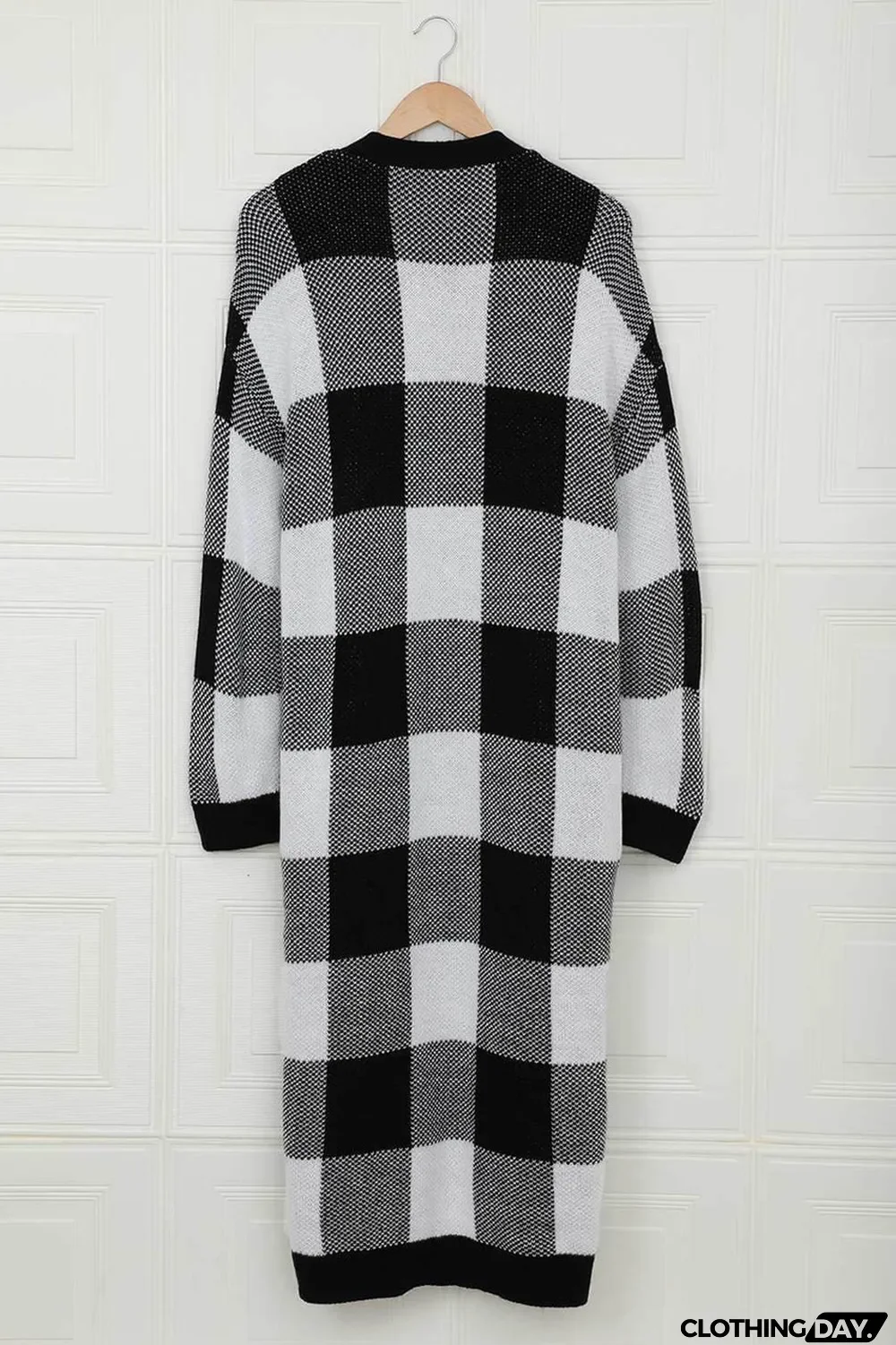 Board Games Pocketed Checkered Cardigan