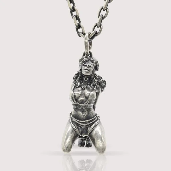 Sterling Silver Suffering Goddess Pendant Necklace