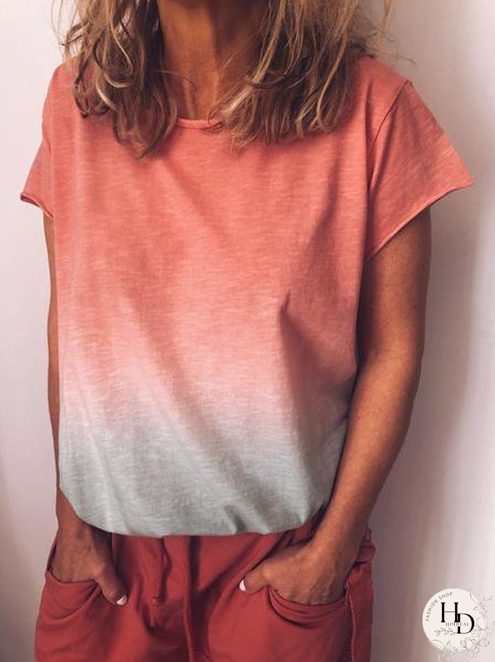 Women Cotton Crew Neck Plus Size Casual Short Sleeve T-shirt