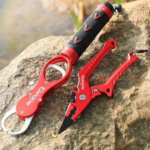 Khalesexx sport Fishing Grip Fishing Pliers  Set Fishing Tackle Hook Recover Cutter Line Split Ring High Quality Fishing Tool Hot Aluminum Alloy