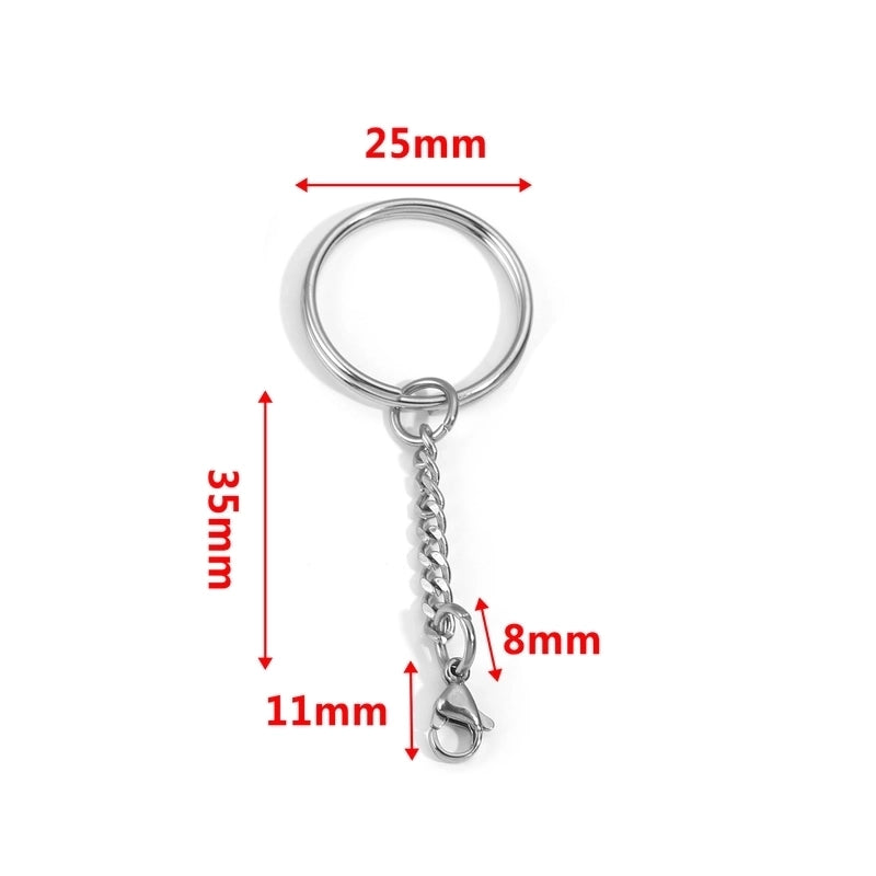 5 PCS/Package 25*35mm 30*35mm Stainless Steel Solid Color Polished Keychain Accessories