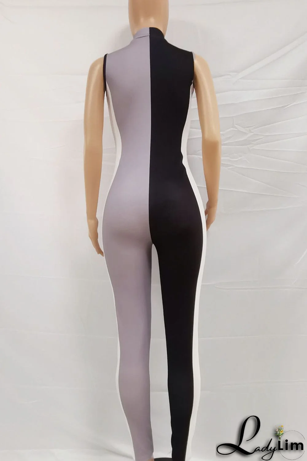 Black Gray Casual Street Print Split Joint Zipper Collar Regular Jumpsuits