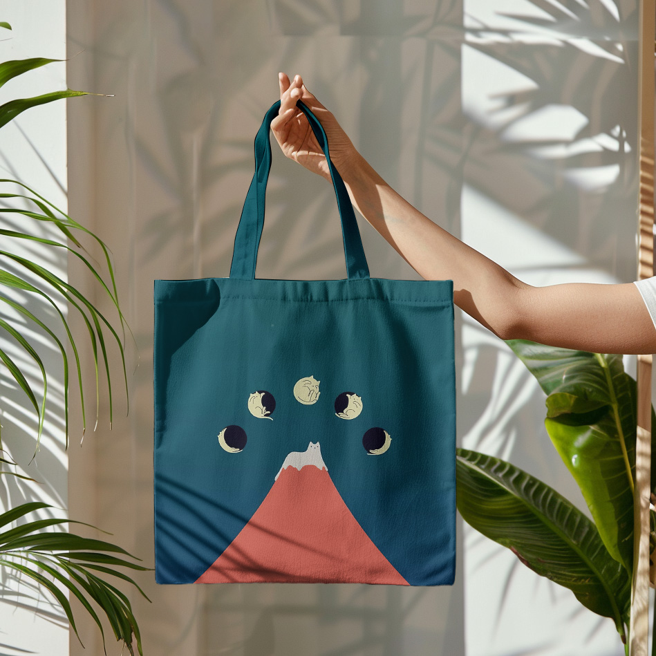 Comstylish Abstract Creative Good Night Cat Painting Art Canvas Bag