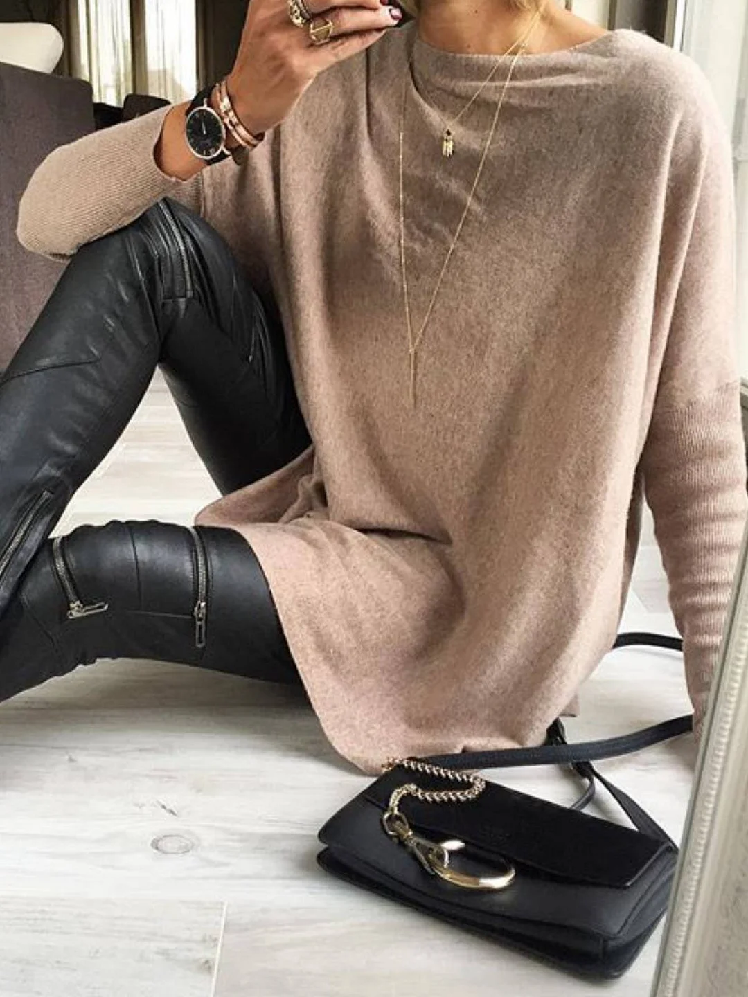 Long Sleeve Cotton-Blend Sweater | EGEMISS