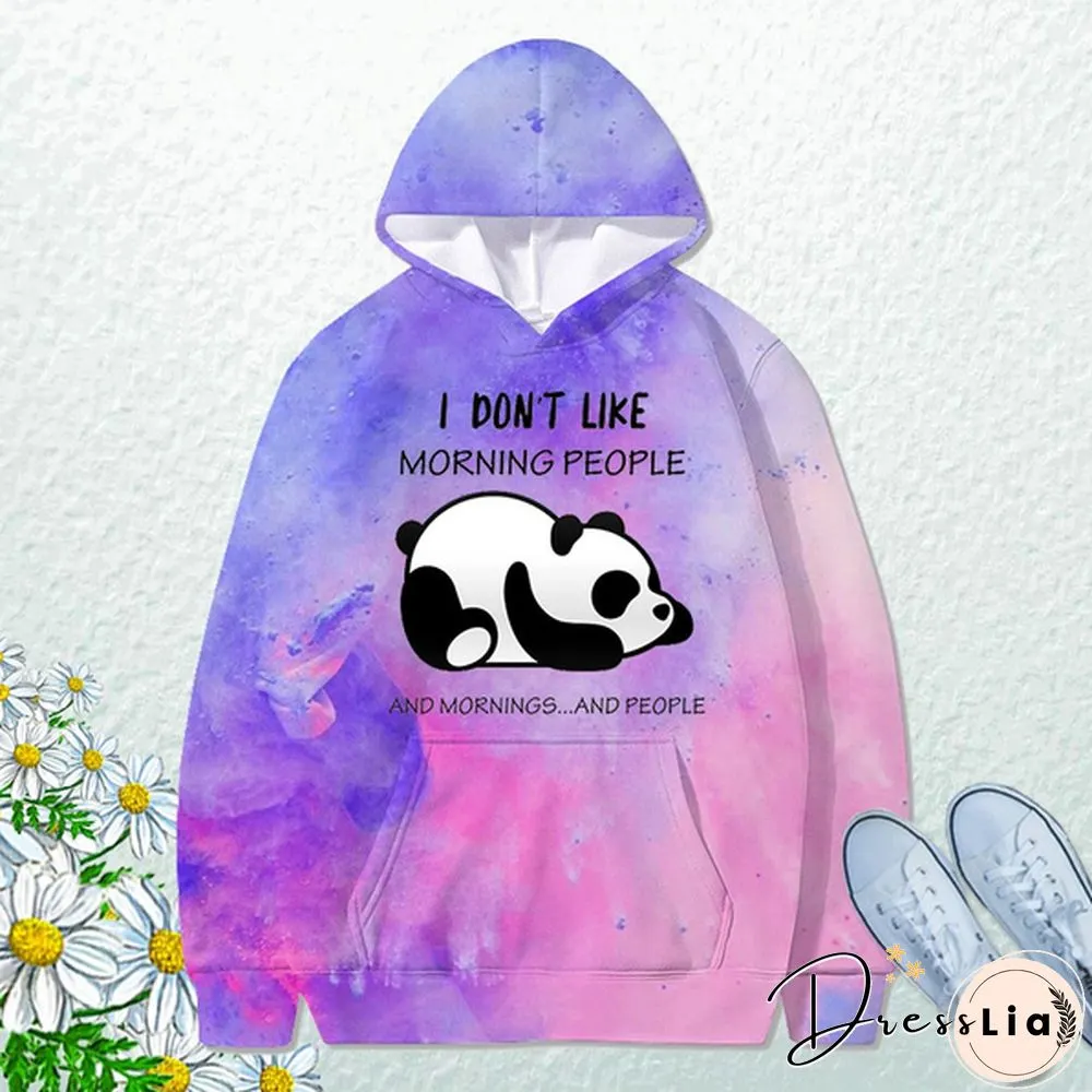 Funny Panda I Don'T Like Morning People Printed Hoodie For Women New Fashion Autumn And Winter Pullovers Ladies Creative Personalized Sweatshirts