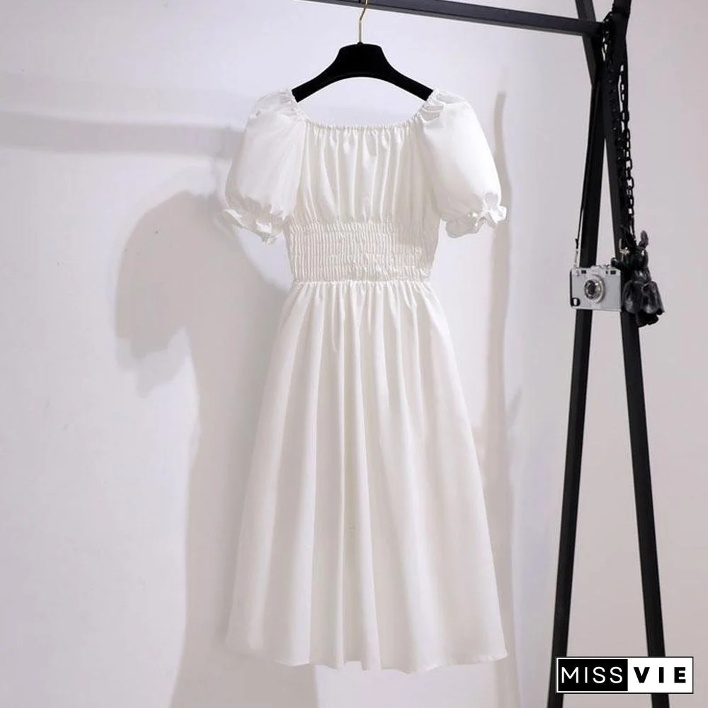 Classic Solid Color Irregular Dress P10852