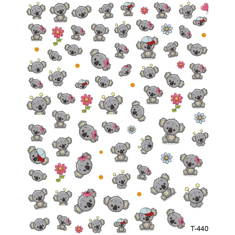 1Pcs Laser Ginkgo Leaf Self-adhesive Nail Sticker Lucky Four-leaf Clover Animal Cartoon Nail Art Sticker Decal Nail Charm Design