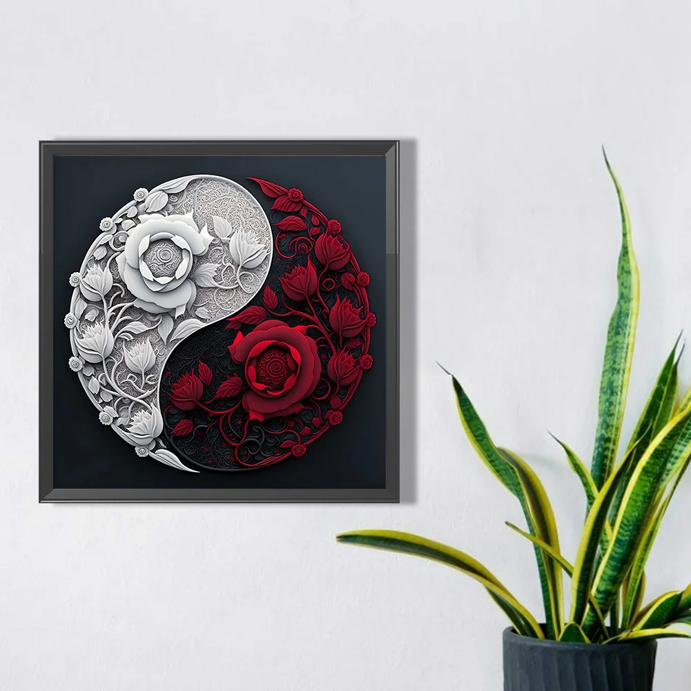 Diamond Painting - Full Round Drill - Yin Yang Flower(30*30cm)