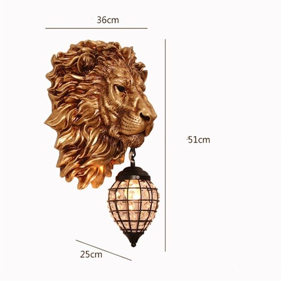 Vintage Luxury Lion Head Wall Lamp Modern Home Decor Kitchen Wall Light Living Room Bedroom Indoor Lighting Wall Sconce Lamp