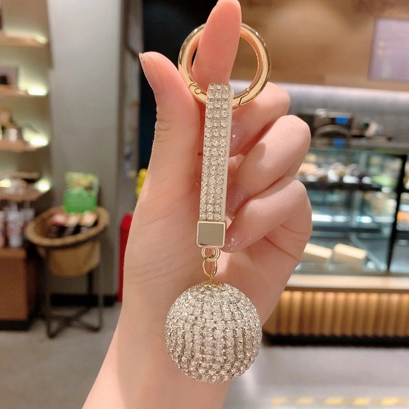 Luxurious Minimalist Classic Style Ball Alloy Rhinestone Women’s Bag Pendant Keychain