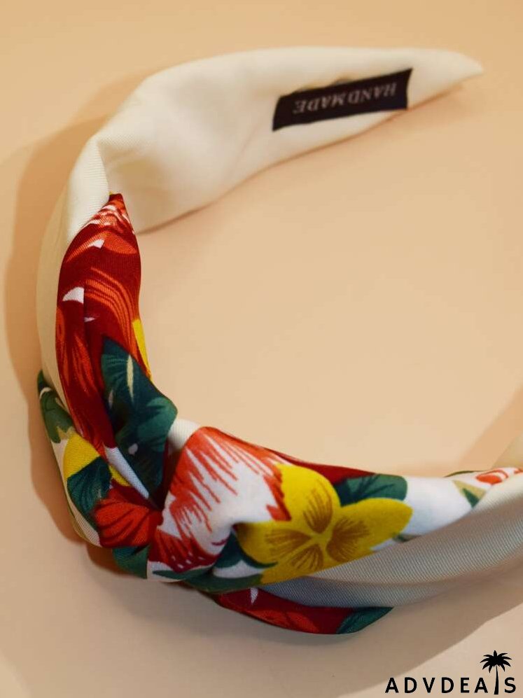 Floral Print Twist Detail Wide Headband
